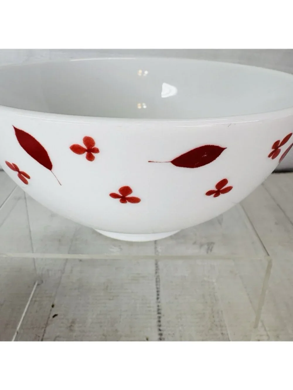 Home Target PRESSED PETALS Red Leaves Petal Porcelain Soup Cereal Bowls Set 3